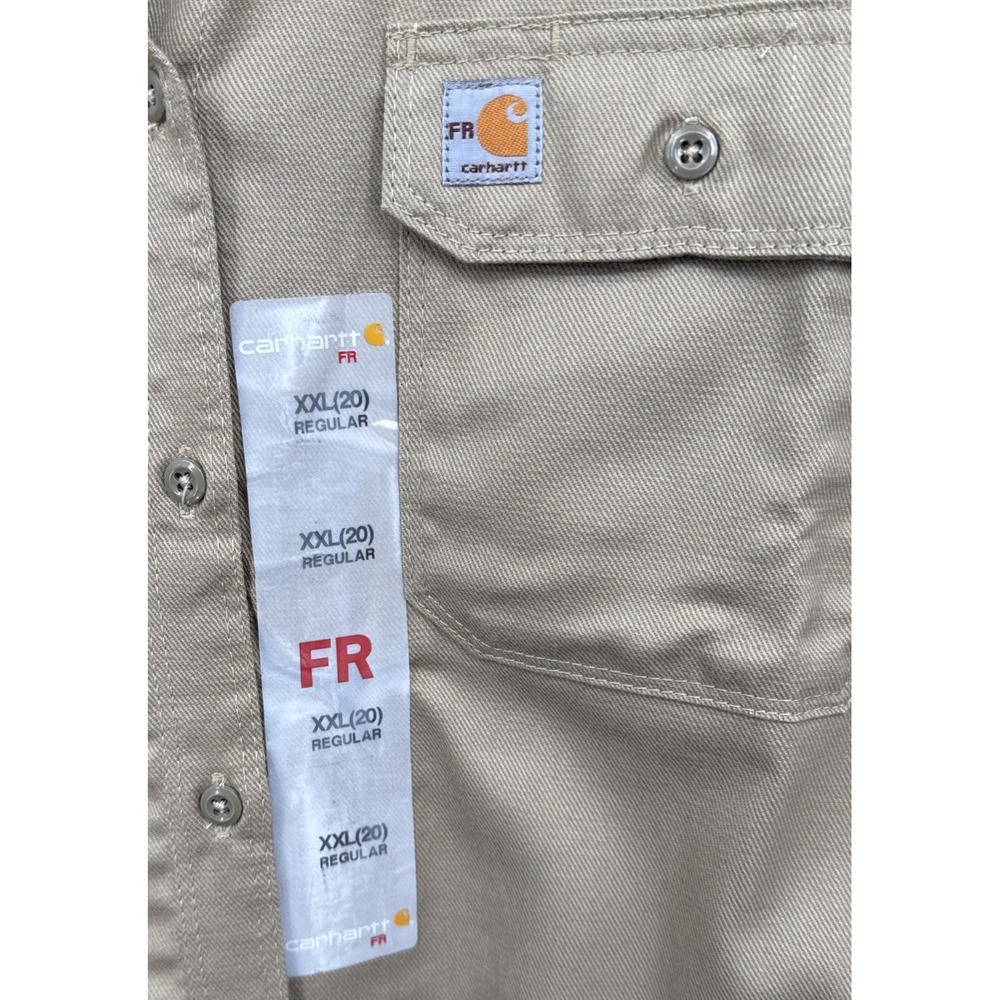 NWT Women's Khaki Carhartt Flame Resistant CAT 2 Long Sleeve Shirt Size 2XL. - Picture 4 of 10